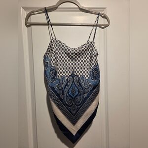 Zara Blue and Cream Paisley Bandeau Camisole